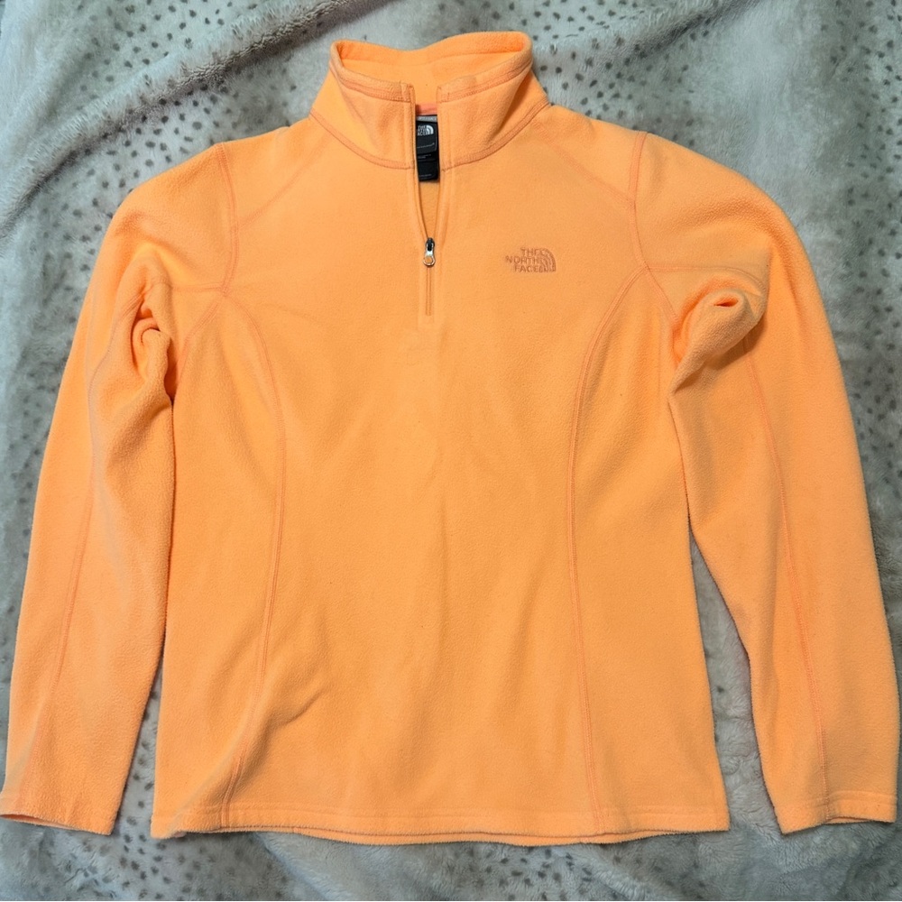 Women’s North Face Lightweight Fleece, Medium, Orange, Quarter Zip